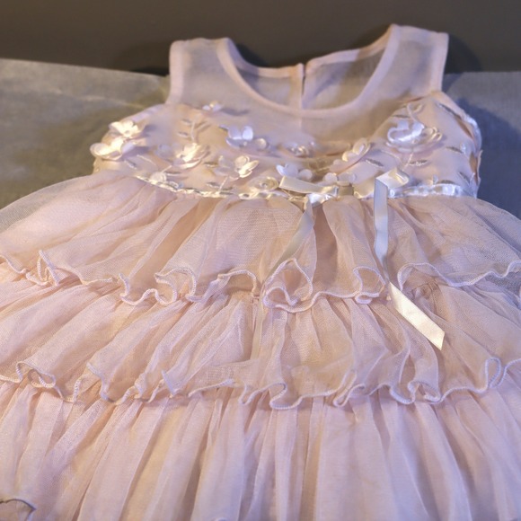 Jona Michelle Pink Floral Tulle Ruffle Dress Girls Size 2T Special Occasion - Picture 6 of 15